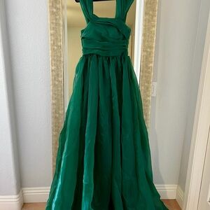 Green Formal Dress with Lace-Up Bodice- size 2